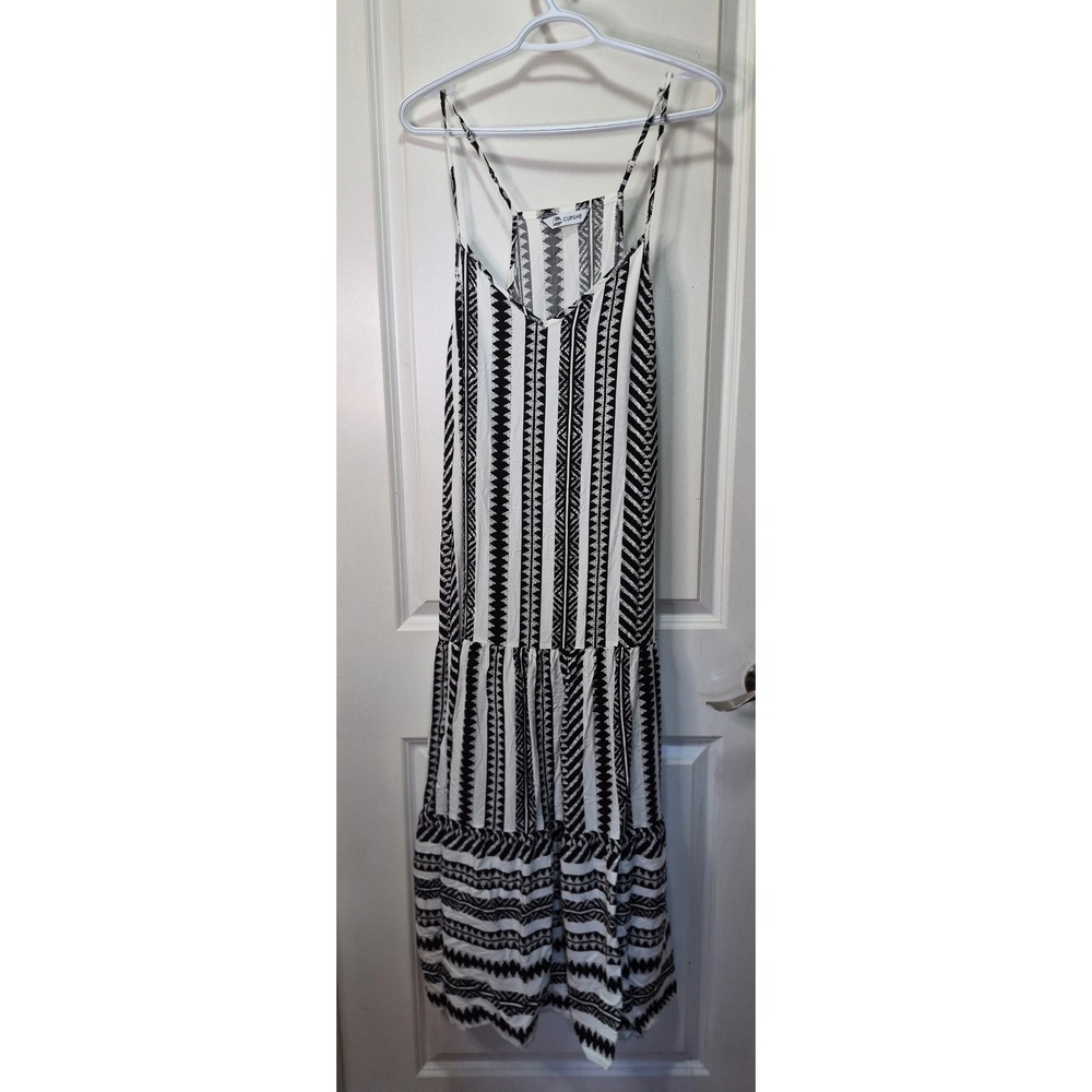 CUPSHE Black White Geometric‎ Print Tiered Maxi Dress XL CAA05A5B097CA